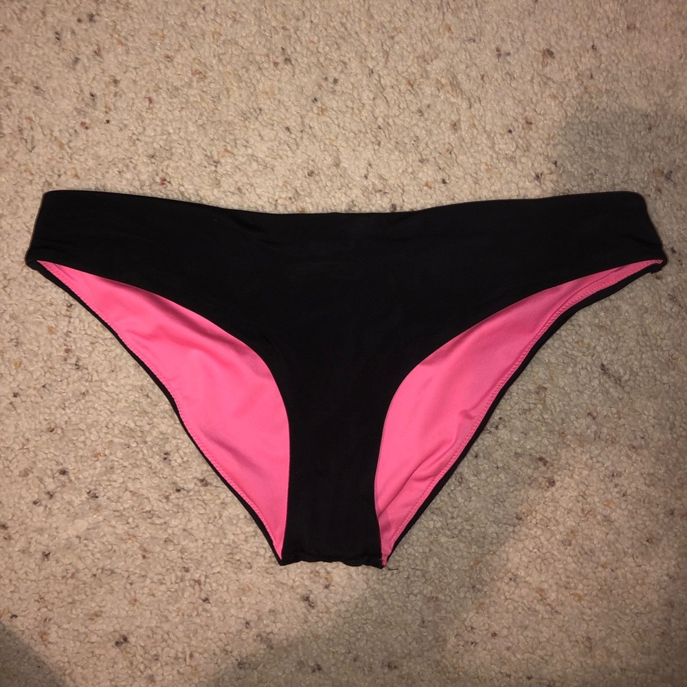 PINK Black Cheeky Bikini Bottoms